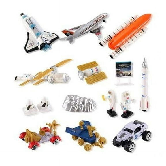 Mars Space Shuttle Playset for Kids with Rockets Satellites Rovers & Vehicles - 15 Piece