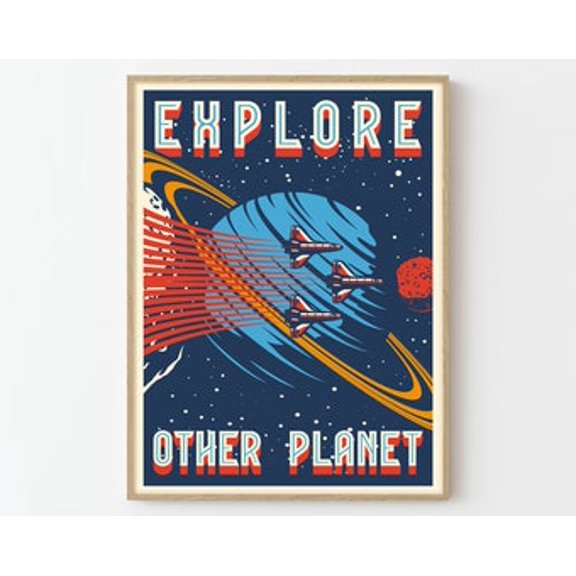 Mars Space Travel Planet Poster, Living Room, Gallery Wall, Home And Bedroom Decor