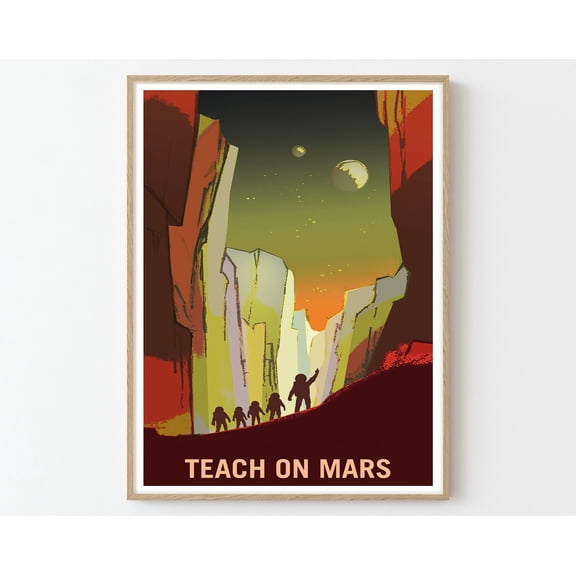 Mars Space Travel Poster Print | Planet Wall Art | Home Decor, 12x18 UNFRAMED