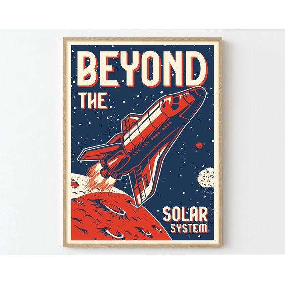 Mars Space Travel Poster Print | Planets Wall Art | Home Decor, 12x18 UNFRAMED