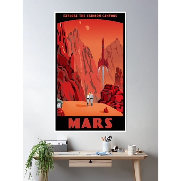 Mars Travel Poster Poster Wall Art, Modern Wall Decor For Living Room Bedroom, 8x12 UNFRAMED