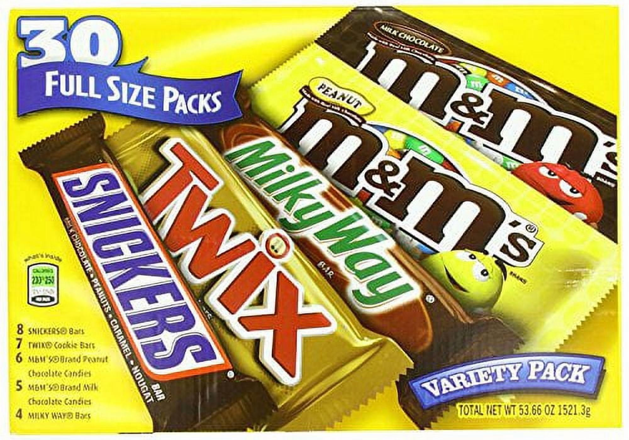Mars Variety Pack Real Chocolate 30ct Full Size Mixed Singles, 53.66 Ounce