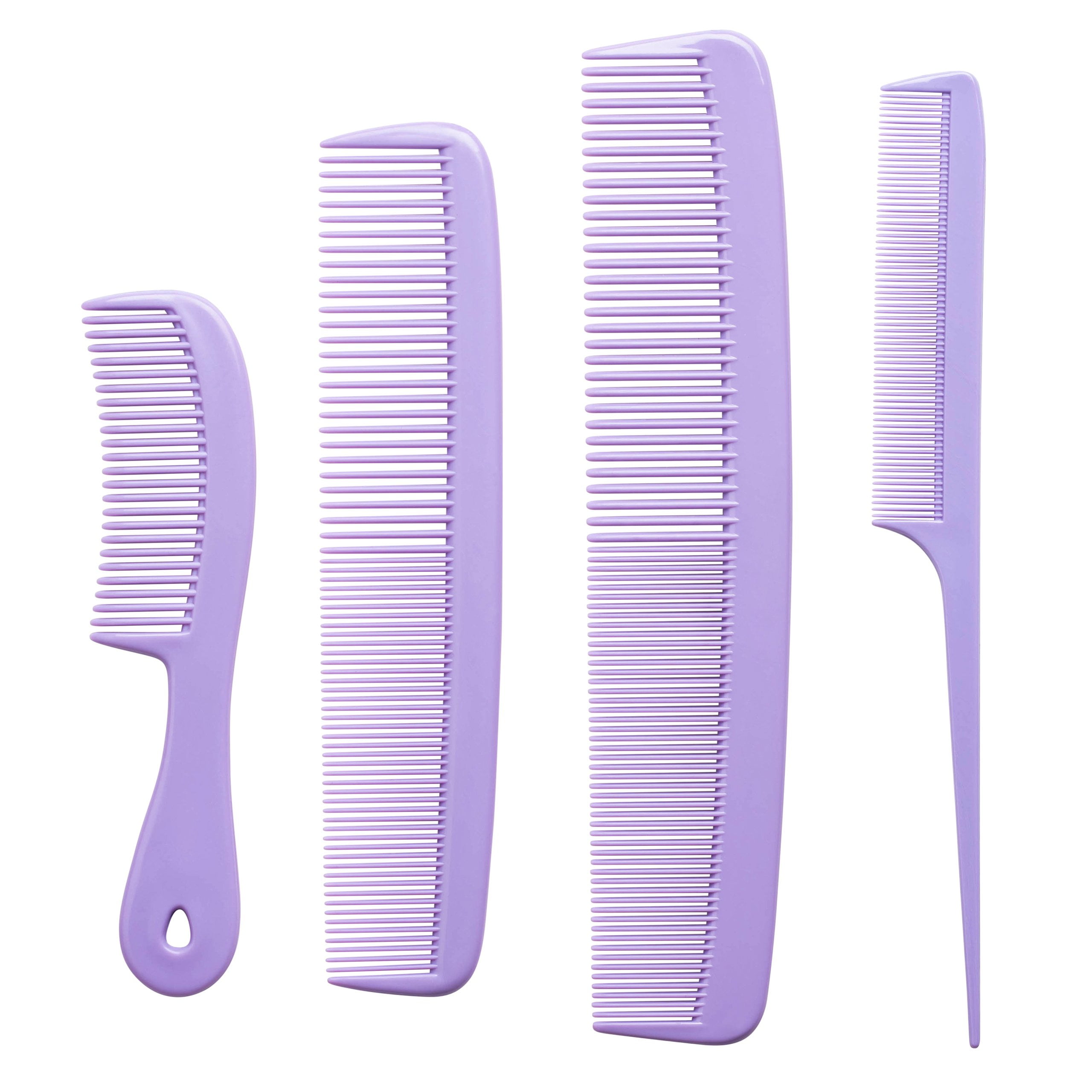 Mars Wellness 4 Piece Professional Comb Set Lavender - USA MADE - Fine