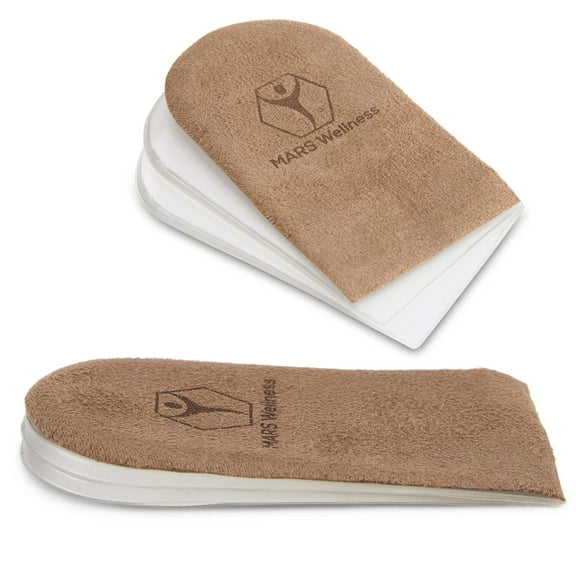 Mars Wellness Gel Heel Lift - 3 Layers, 1/8" per Layer, Adjustable Height - Soft Suede Top Heel Cups for Heel Pain Relief - Shoe Lifts Men, Heel Lifts for Women and Men - Large
