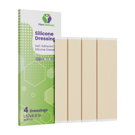 Mars Wellness Skincare Scar Sheet - Self Adherent Silicone Dressing for Burns, Surgery, and Wounds - Strip - 1 Pack