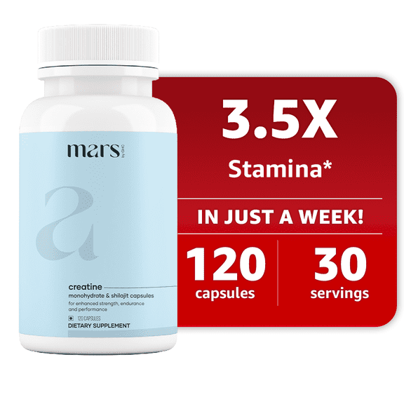 mars by GHC Micronized Creatine Monohydrate Caps: Powered with Shilajit (120 N) - pack of 1