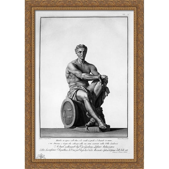 Mars seated 28x40 Large Gold Ornate Wood Framed Canvas Art by Giovanni Battista Piranesi