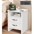 thumbnail image 1 of Marsail Farmhouse Nightstand with Charging Station, Bedside Table with 2 Drawers Storage and Open Shelf, Bedside Cabinet for Bedroom, Rustic Side Table, Antique White, 1 of 14