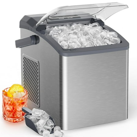 Marsail Ice Makers Countertop, 26 lbs per Day, Fast Ice in 6 Minutes, Self-Cleaning Ice Maker, Compact Countertop Ice Machine for Home, Kitchen/Office/Parties