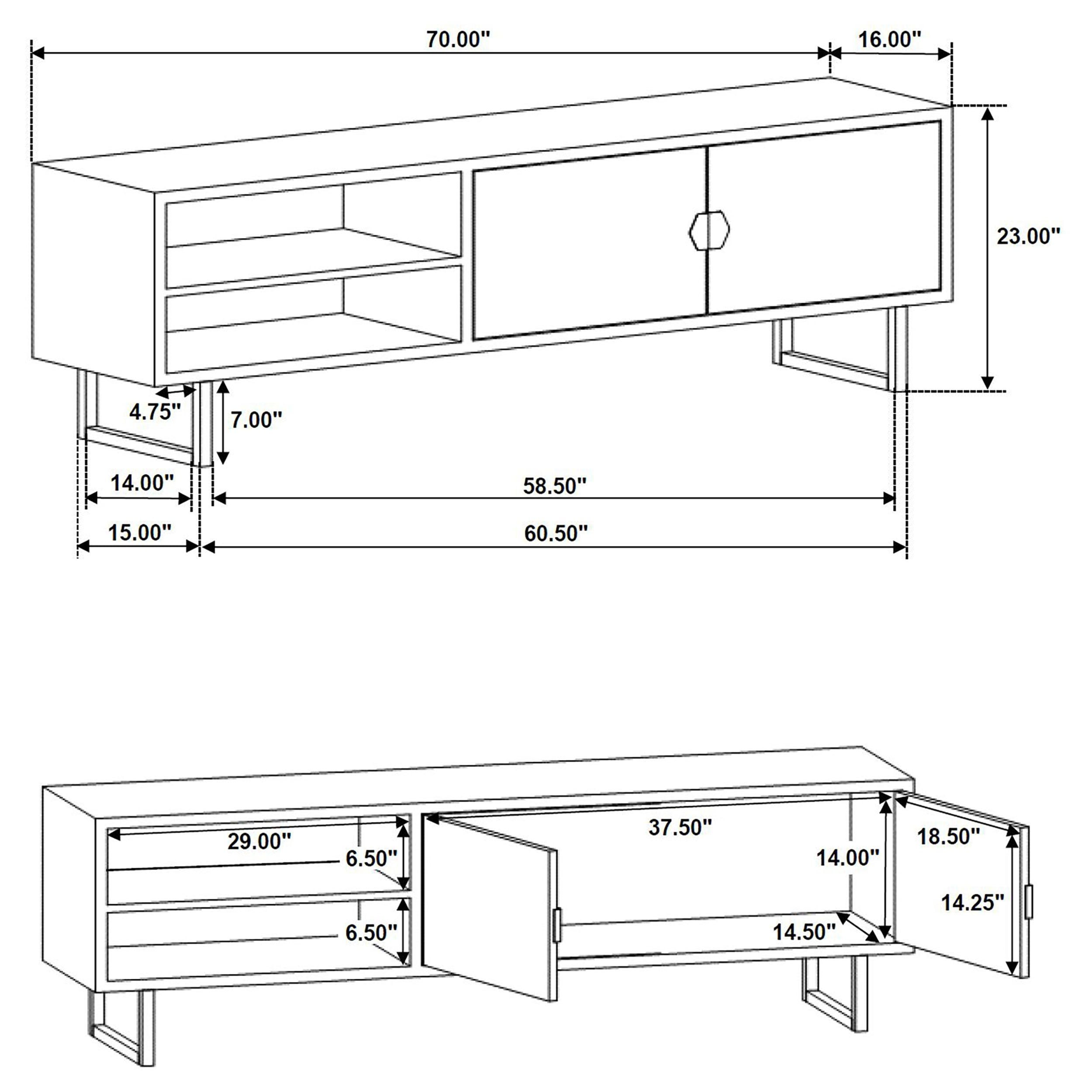 Marsden 70" Black Mango Wood TV Stand with Cabinet