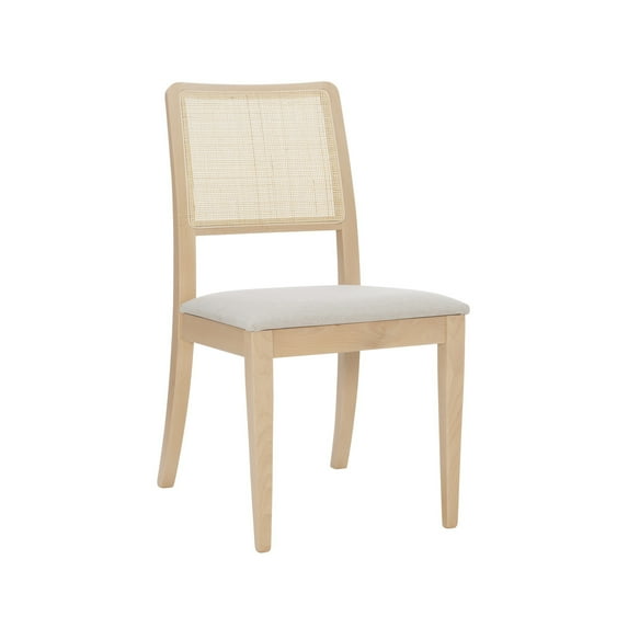 Marsden Beechwood Upholstered Dining Chair Light Grey Rattan Back Fully Assembled