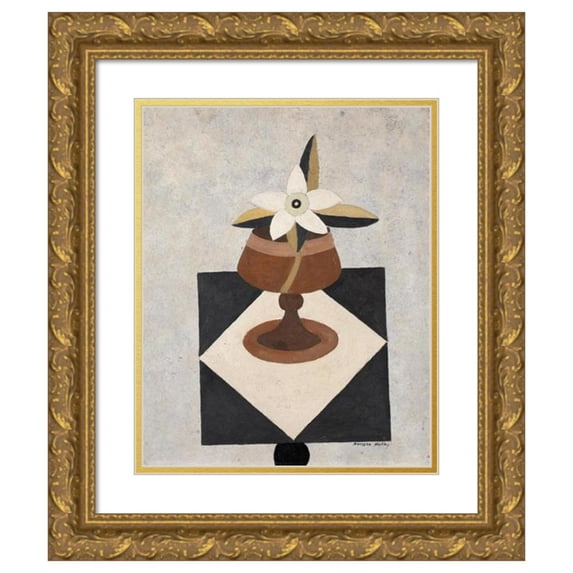Marsden Hartley 12x14 Gold Ornate Wood Frame and Double Matted Museum Art Print Titled - Flowerpiece (1916)