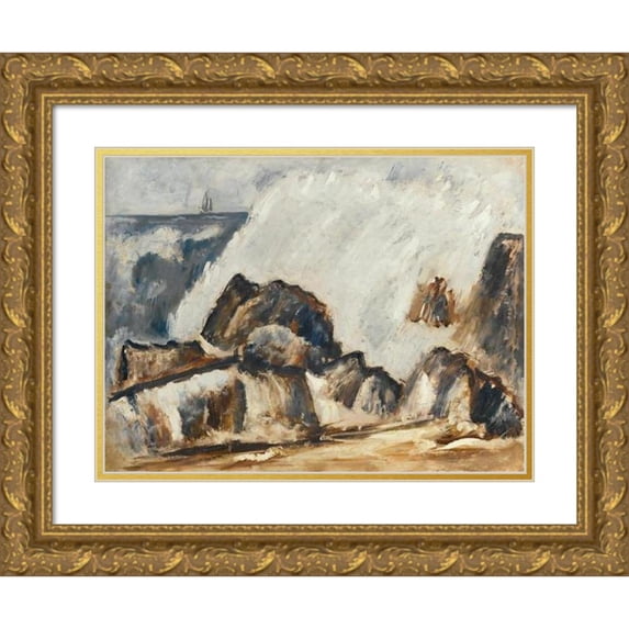 Marsden Hartley 18x14 Gold Ornate Wood Frame and Double Matted Museum Art Print Titled - Storm Wave (1939-40)