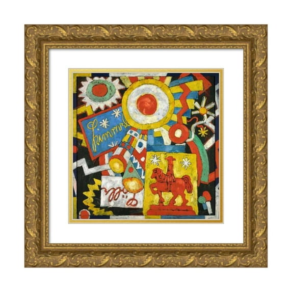 Marsden Hartley 20x20 Gold Ornate Framed and Double Matted Museum Art Print Titled - Himmel Sky Object (circa 1914 and Circa 1915)