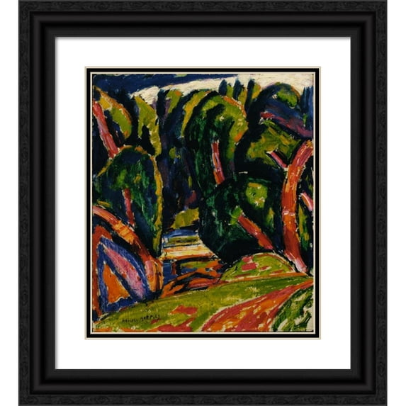 Marsden Hartley 20x23 Black Ornate Framed Double Matted Museum Art Print Titled: Red Tree (1910)