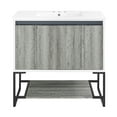 thumbnail image 1 of Marseille 36 in. Gray Bathroom Vanity With White, 3-Hole Ceramic Sink Top, 1 of 8