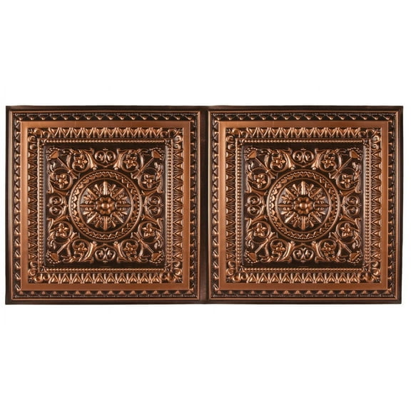Marseille 4 ft. x 2 ft. Drop-in or Glue-Up Vinyl Ceiling Tile in Antique Copper - Box of 10