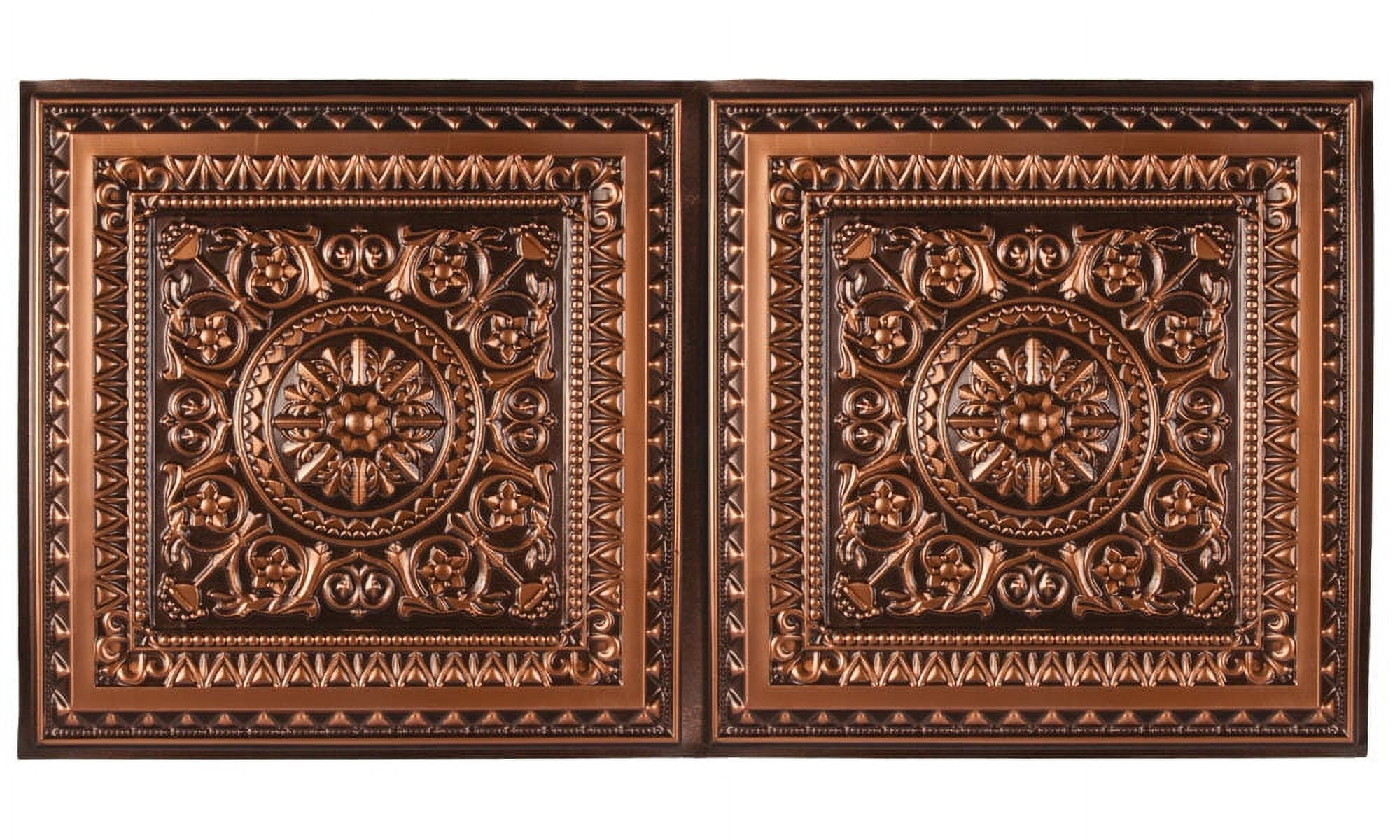 Marseille 4 ft. x 2 ft. Drop-in or Glue-Up Vinyl Ceiling Tile in Antique Copper - Box of 10
