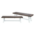 thumbnail image 1 of Marseille Acacia Wood Outdoor Benches, Set of 2, Sandblasted Dark Brown and White, 1 of 7