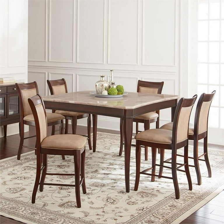 Marseille Marble 7 Piece Counter Height Dining Set