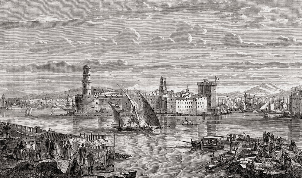 Marseilles France During The 18Th Century Engraved By Pibaraud After LebretonFrom Histoire De La Revolution Francaise By Louis Blanc Canvas Art - Ken Welsh Design Pics (19 x 11)