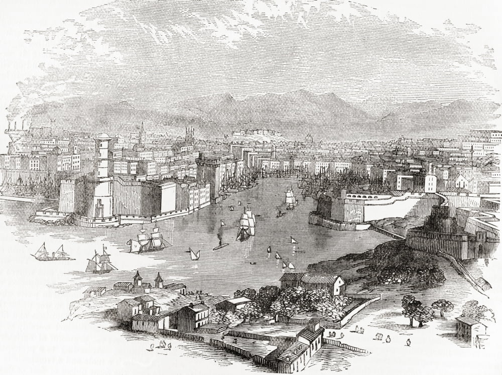Marseilles France in the 19th century From The National Encyclopaedia published c1890 Canvas Art - Ken Welsh Design Pics (16 x 12)