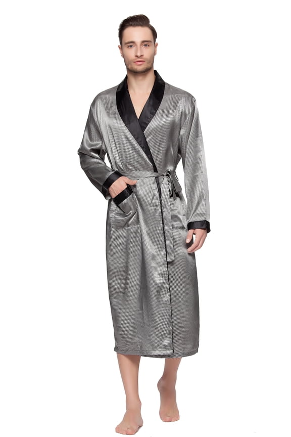 Mens Silky Satin Lounge Robe