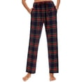 thumbnail image 1 of Marsgoo Women’s Soft Woven Cotton Pajama Pants, Long Pajama Bottoms with Drawstring and Pockets(Navy Red Plaid,X-Large), 1 of 1