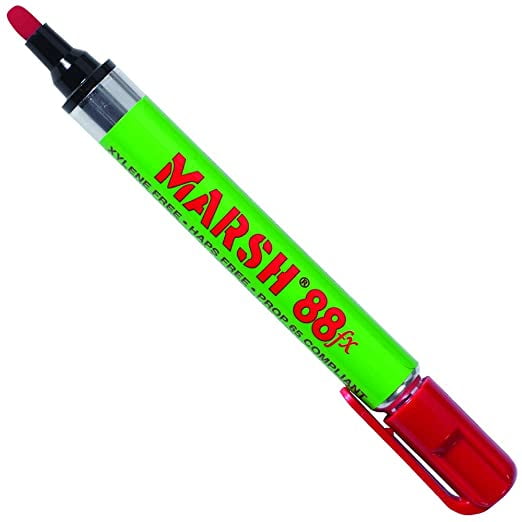 Marsh 88fx Metal Paint Markers, Valve Marker Permanent Ink Marker, Box of 12 Red
