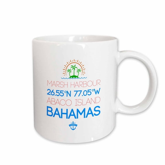 3drose, Marsh Harbour, Abaco Island. Location Coordinates. Travel Gift, 15oz Mug