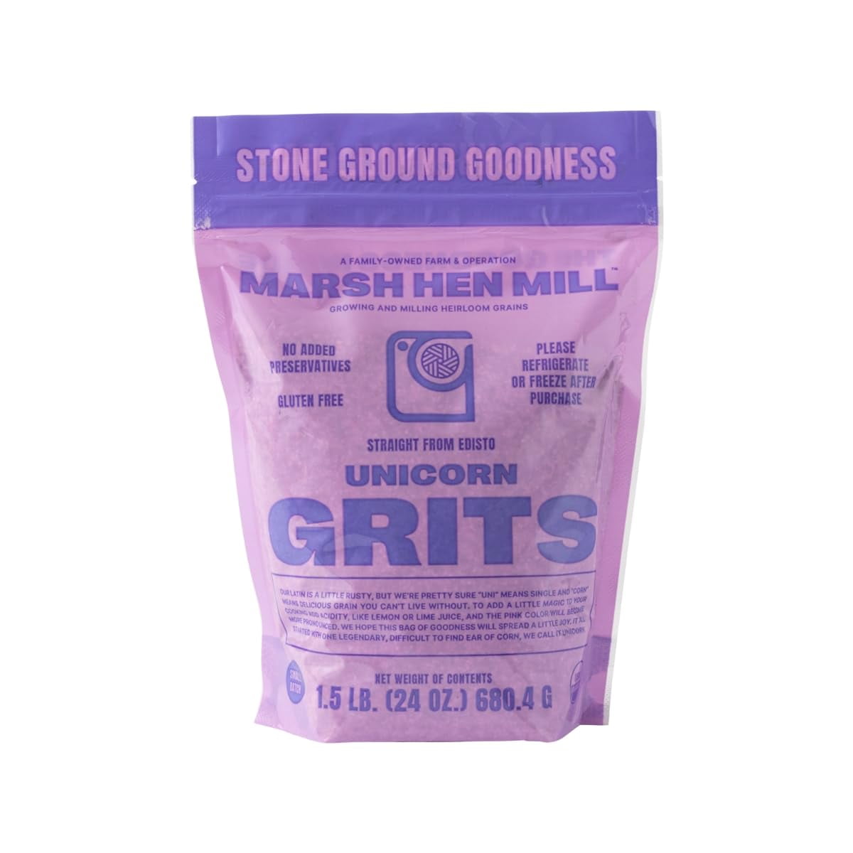 Marsh Hen Mill Unicorn Grits 24 oz - Certified Organic by Clemson University