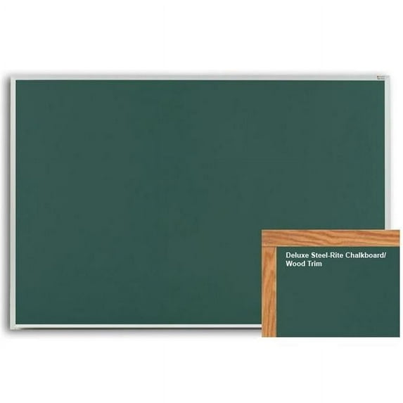 Marsh Industries PR-410-7560-6500 Steel-Rite 48X120 Oak Wood Trim Porcelain Chalkboard - Green