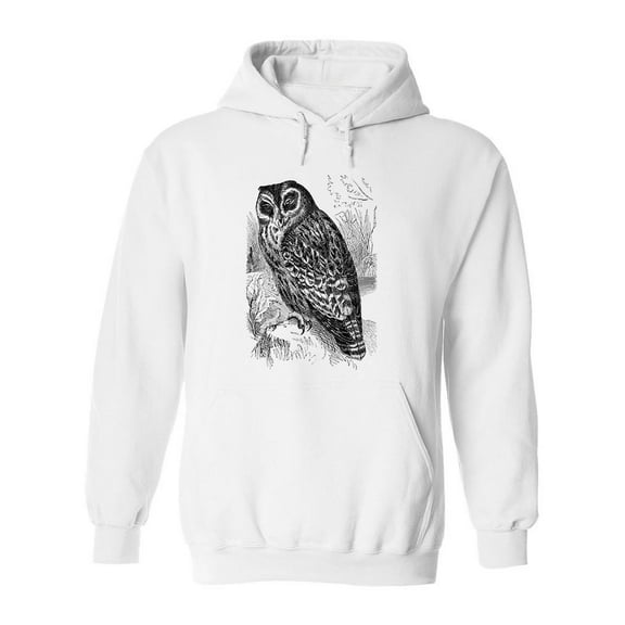 Marsh Owl Pencil Drawing Hoodie Men -Image by Shutterstock, Male XX-Large