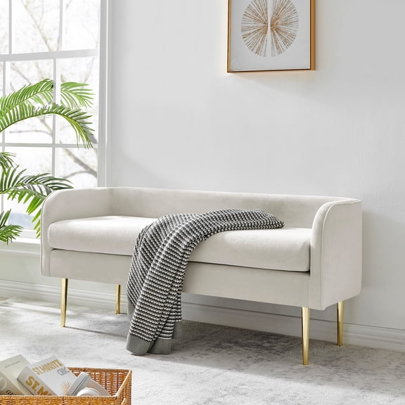 Marsha Velvet Bench Dainty Cream