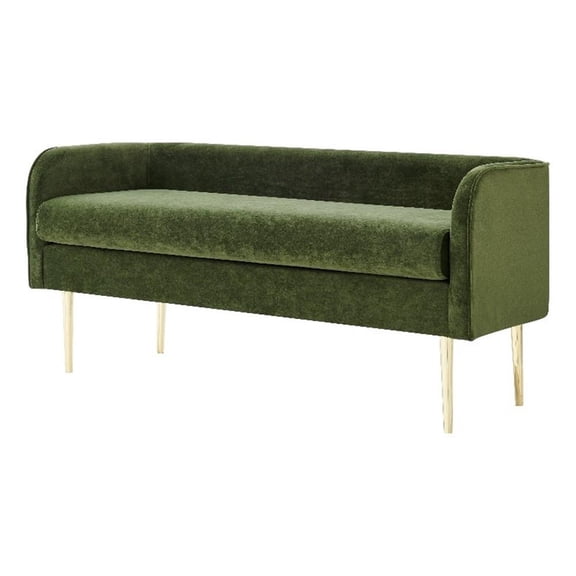 New Pacific Direct Marsha 19" Velvet Fabric & Steel Bench in Dainty Green/Gold