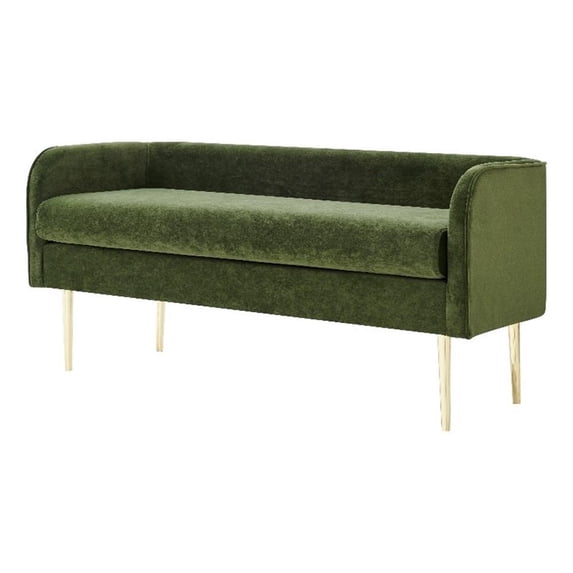 NPD Furniture Marsha 19" Velvet Fabric & Steel Bench in Dainty Green/Gold