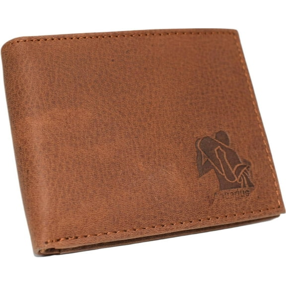 Marshal Aquarius Zodiac Sign RFID Blocking Real Leather Bifold Trifold Wallet for Men Bifold