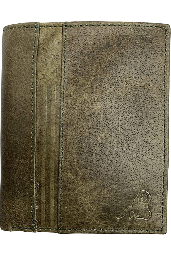 Marshal Bifold Genuine Leather RFID Blocking Wallet For Men Card Slots, 2 Bill Compartments, ID Windows, Money, Cavelio Green