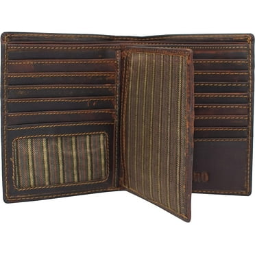 Marshal Bifold Genuine Leather RFID Blocking Wallet For Men Card Slots, 2 Bill Compartments, ID Windows, Money, Cazoro Brown