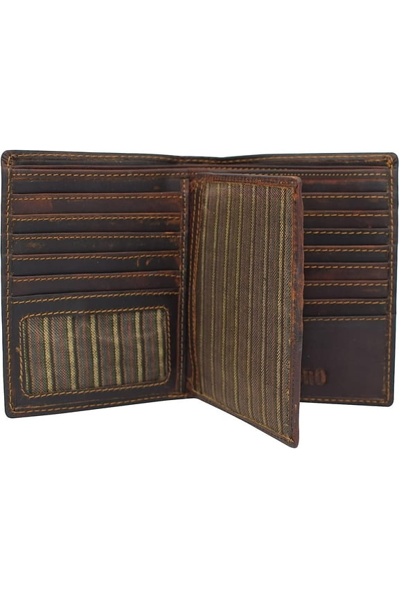 Marshal Bifold Genuine Leather RFID Blocking Wallet For Men Card Slots, 2 Bill Compartments, ID Windows, Money, Cazoro Brown