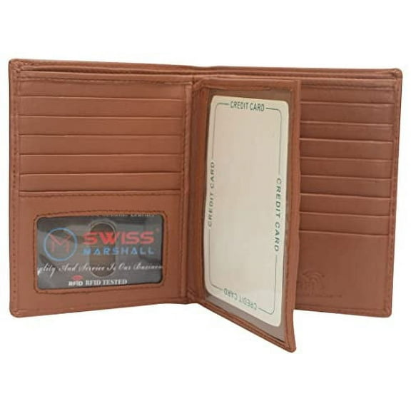 Marshal Bifold Genuine Leather RFID Blocking Wallet For Men Card Slots, 2 Bill Compartments, ID Windows, Money,
