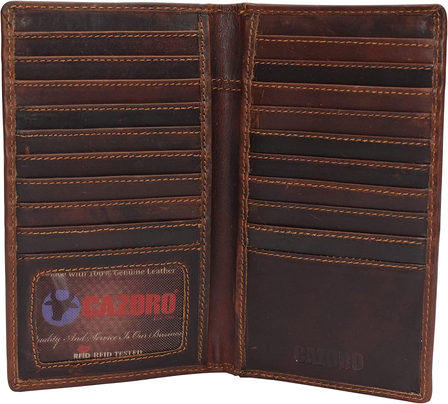 Kraptick RFID Double Zipper Leather Wallet – 9 Slot Horizontal Cardholder, Slim, Compact, Unisex, Black