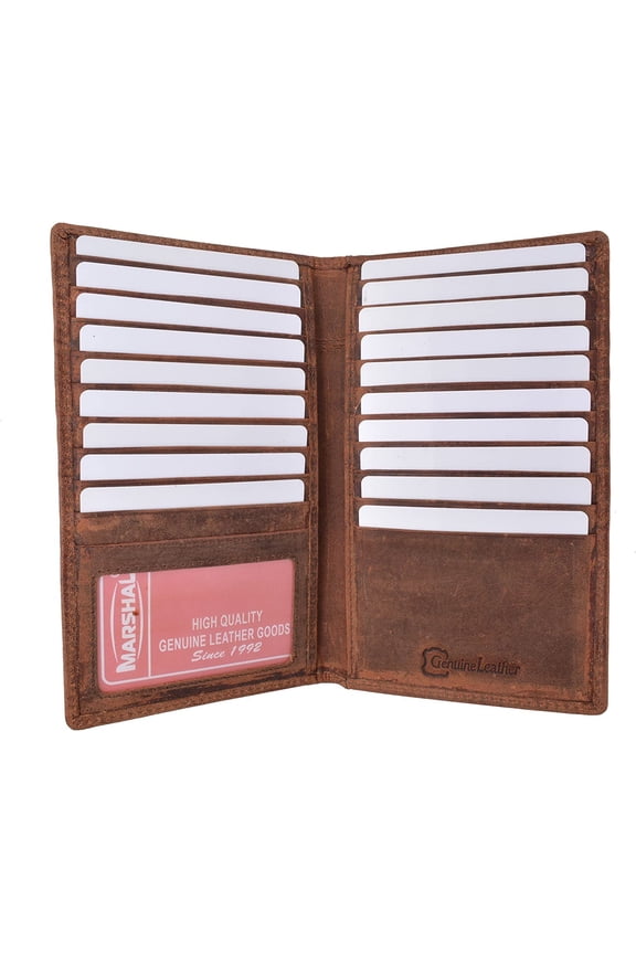 Marshal Bifold Leather RFID Blocking Wallet For Men & Women Genuine Leather Holder With 19 Slots, 2 Bill Compartments & ID Window For Credit/Debit Cards, Money & More Vintage
