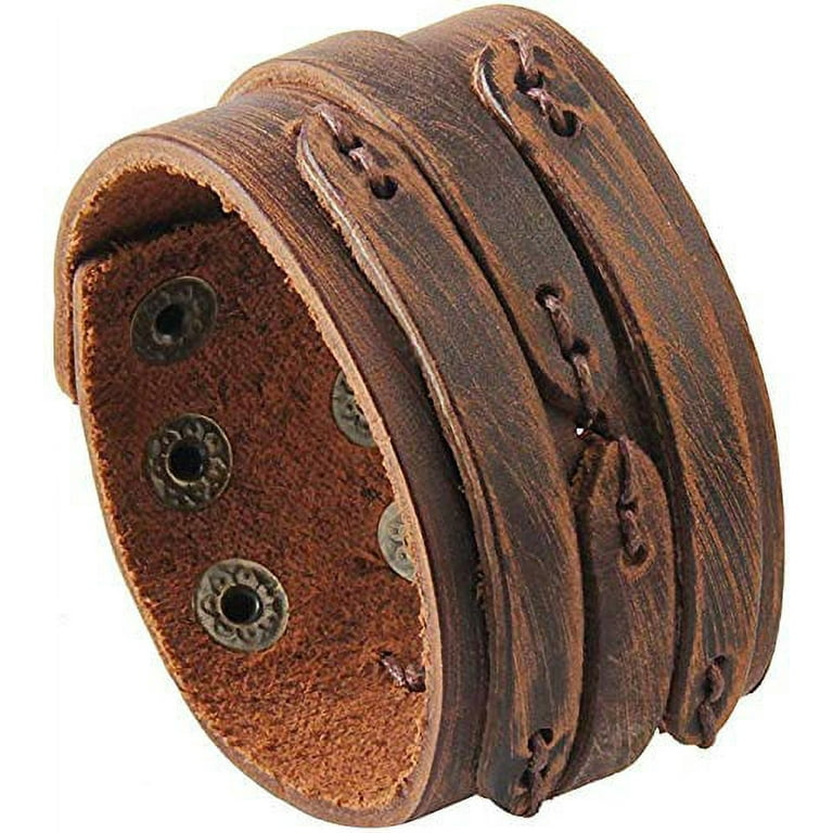 Marshal Black Brown Leather Cuff Bracelet Punk Braided Bracelets