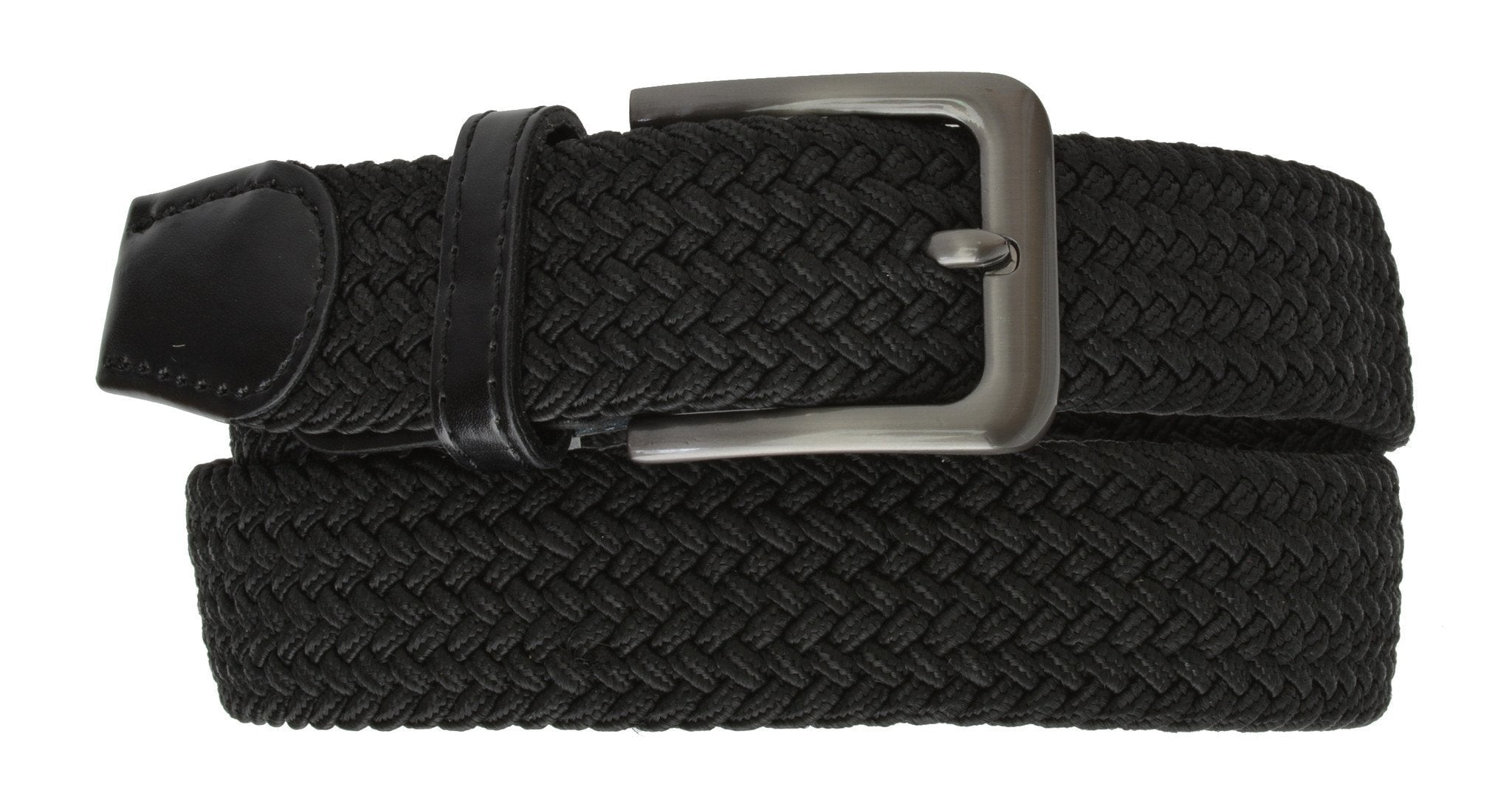 Black Braided Elastic Belt with Gunmetal Buckle Men main image 4