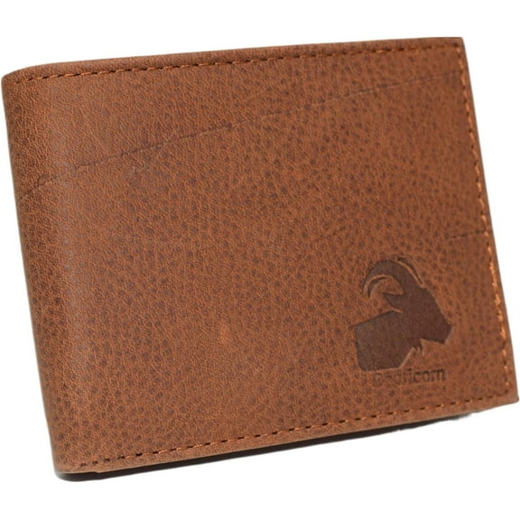 Marshal Capricorn Zodiac Logo RFID Blocking Real Leather Bifold Trifold Wallet for Men Bifold