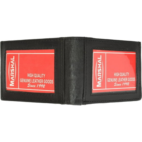 Marshal Center Flap Genuine Lambskin Soft Leather ID card Credit Card Bifold Wallet