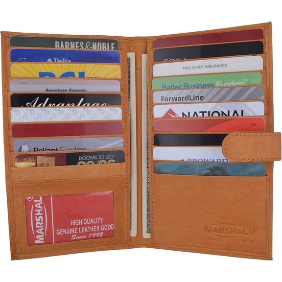 Marshal Genuine Leather Bi-fold Card Holder #1629CF Tan