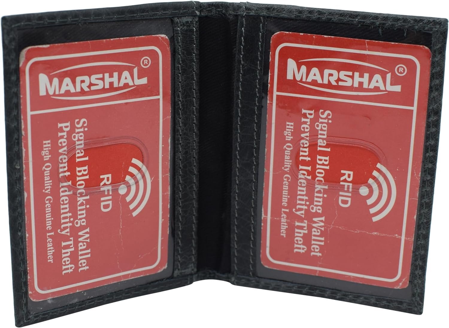 Marshal Genuine Leather Double ID Slim Thin Credit Card Mini RFID ...