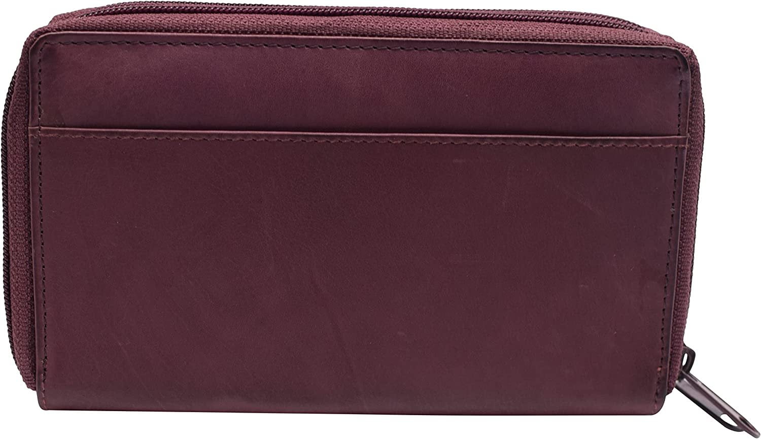 Dual Check Book Marshal Genuine Leather Double Zipper Clutch Checkbook Wallet for Women ...